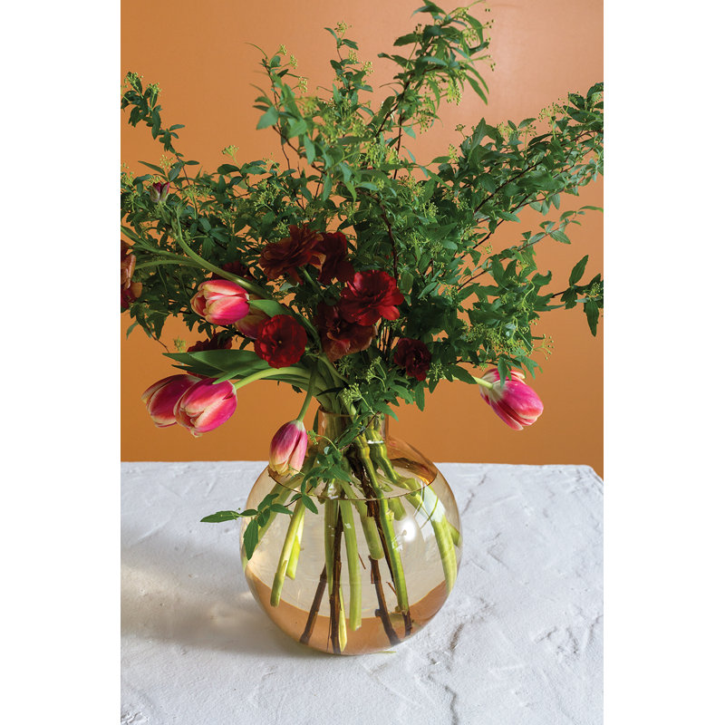 Bucherie Handmade Glass Table Vase, 9.5" H x 8.75" W x 8.75" D