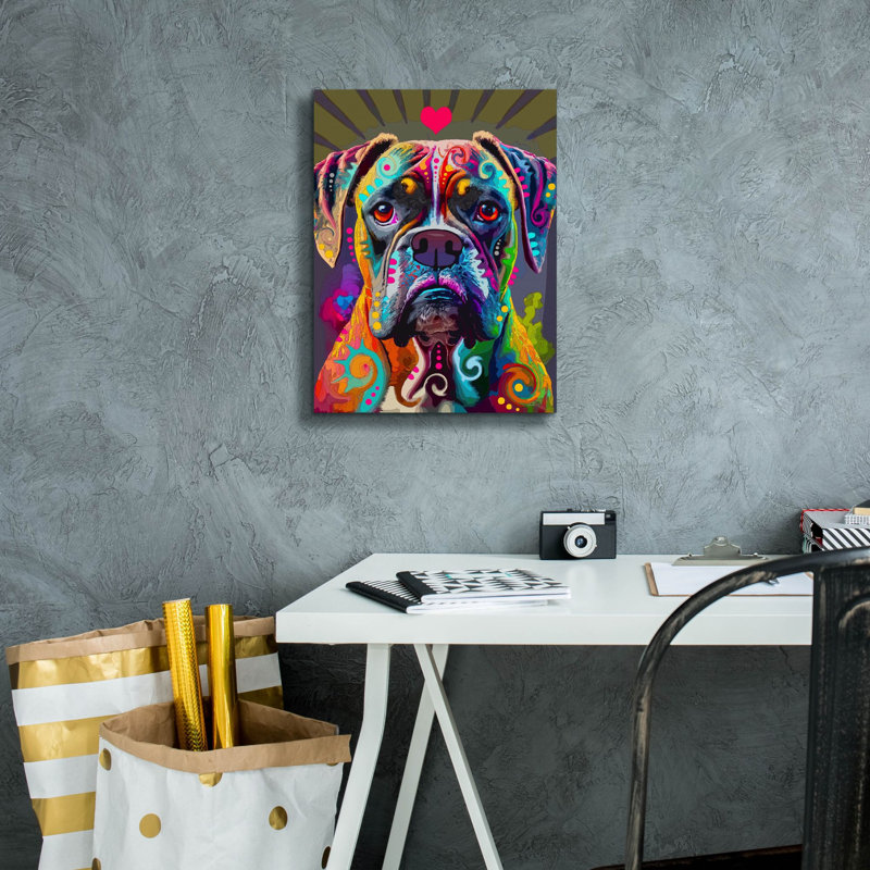 «Boxer» par Dean Russo, art mural sur toile, H 16 po x l 12 po