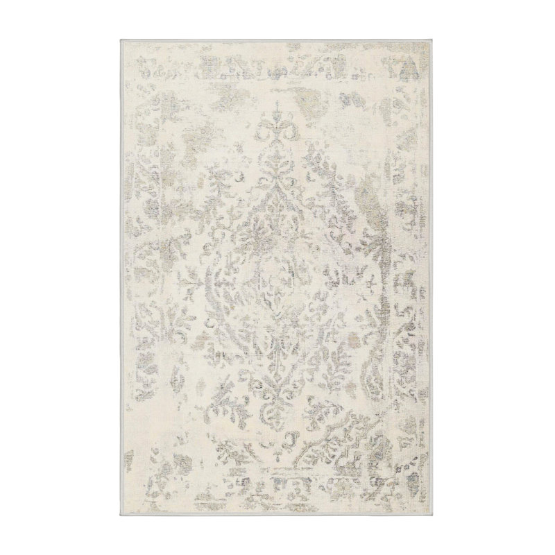 Tapis beige/gris traditionnel Osha, Rectangle 3 pi x 5 pi
