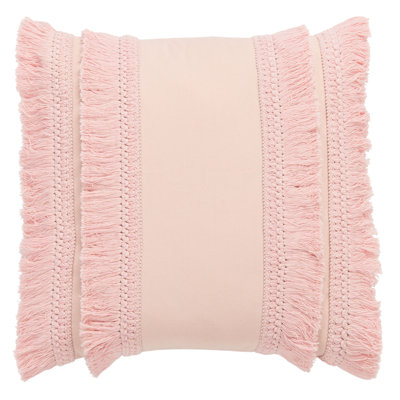 Fringed Cotton Throw Pillow