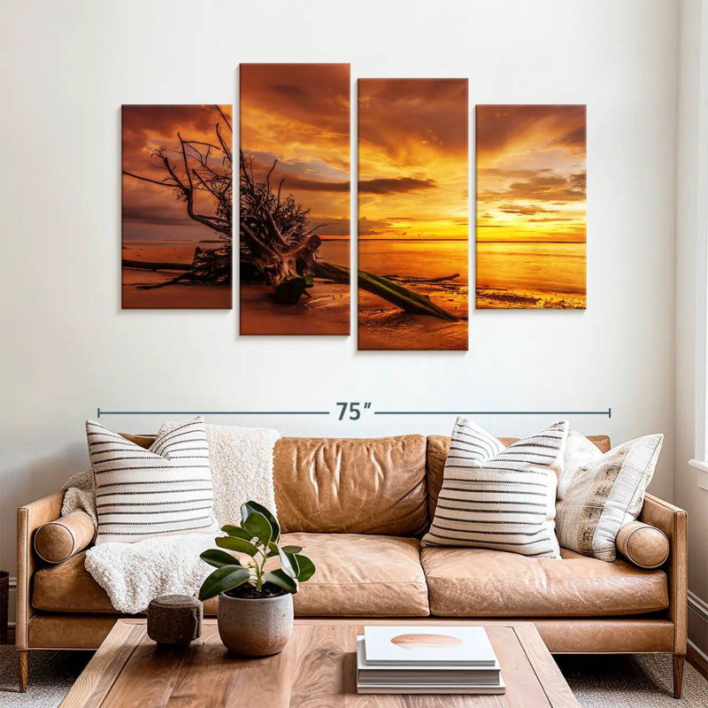 Gillard Beach Driftwood au coucher du soleil, H 42 po x l 68 po