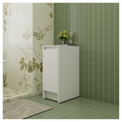 Armoires de rangement de salle de bain autoportantes 12 po, portes à fermeture en douceur, fixation au sol,