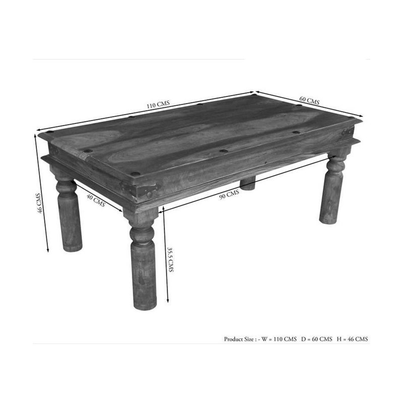 Leeds Solid Wood Four Leg Coffee Table, 46 cm H x 60 cm W x 110cm D