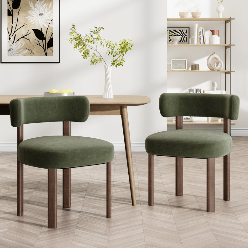 48.5cm H Upholstered Upholstered Back Side Chair, Velvet Green