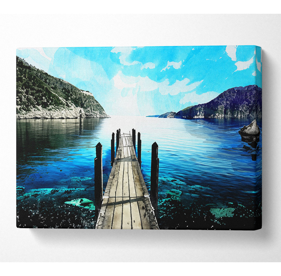 Das alte Boot Dock Ozean Leinwand Aquarell