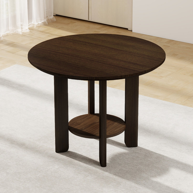 Modern 42" Round Dining Table For 4 People With Solid Wood Legs For Kitchen, Dining Room, Brown