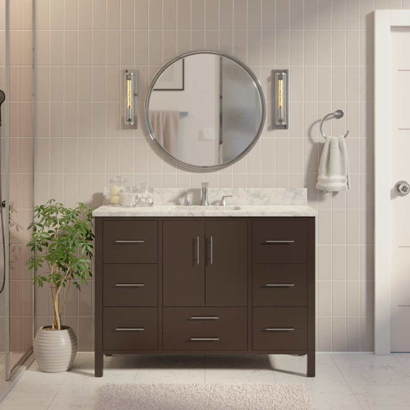 Ensemble de meuble-lavabo simple 48 po Kiara, Chocolat, Marbre