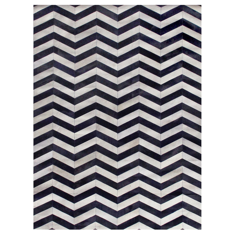 Natural Hide hand-tufted Leather Hide Ivory/Ink Area Rug
