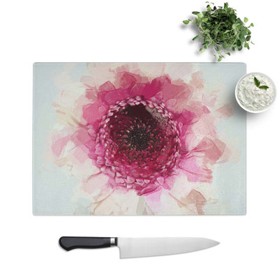 Glass Heart of A Pink Gerbera in Abstract Chopping Board