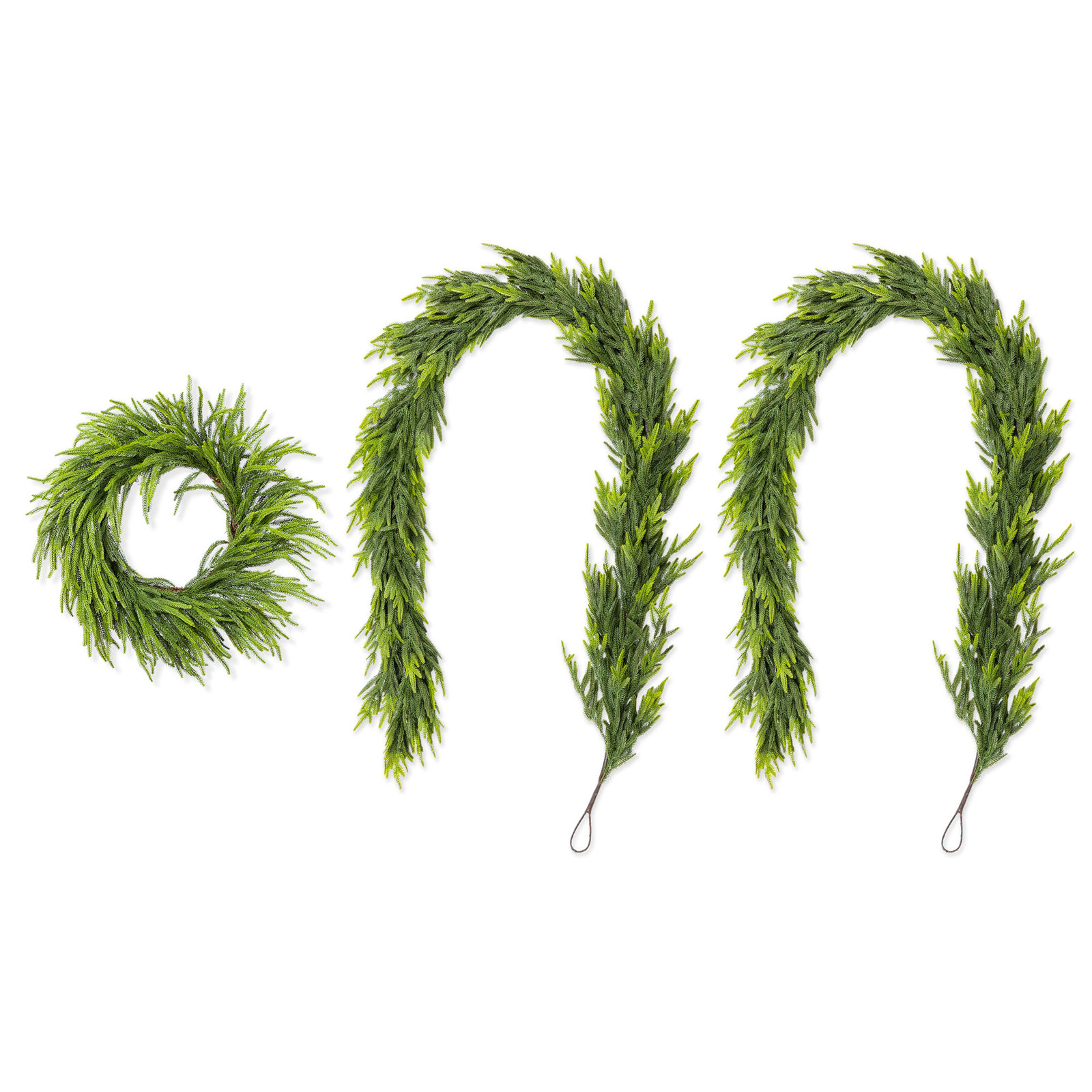 3-Piece 28"D Christmas Greenery PE Dripping Wreath And 9Ft Garland Set