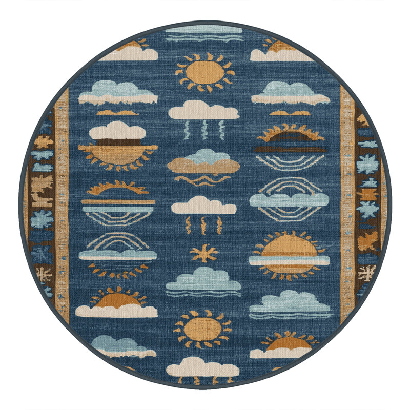 Washable Marine Weather Plus Coastal Area Rug, Round 8'