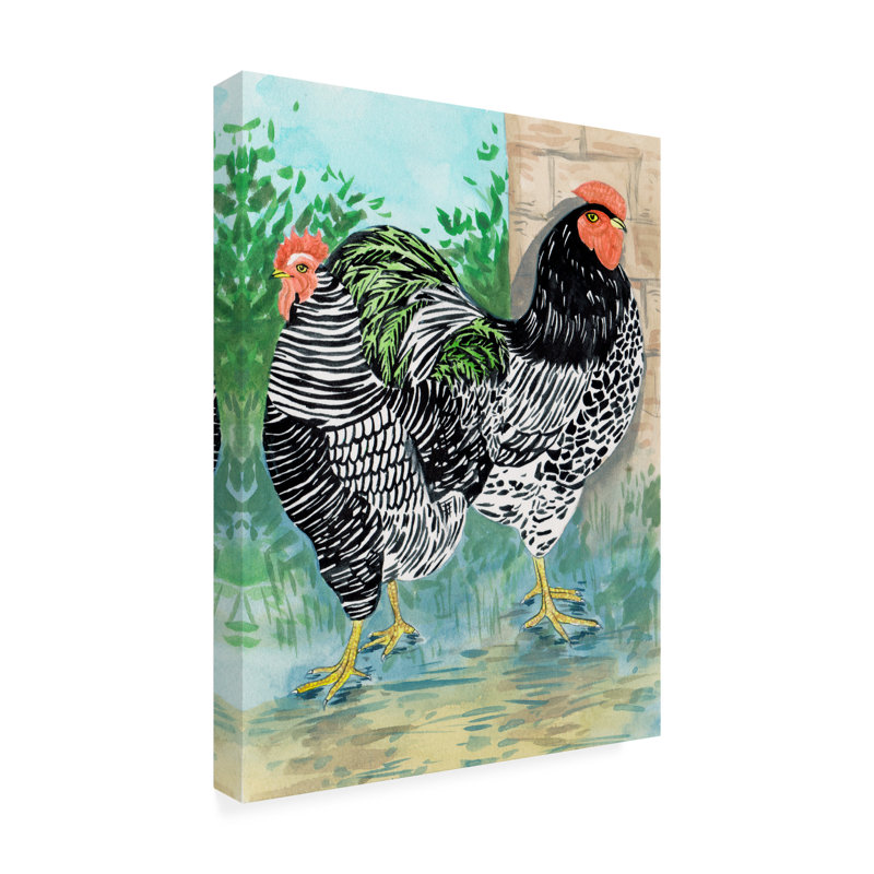 «August Grove® Melissa Wang Rooster In The Yard II», art mural sur toile, H 24 po x l 18 po