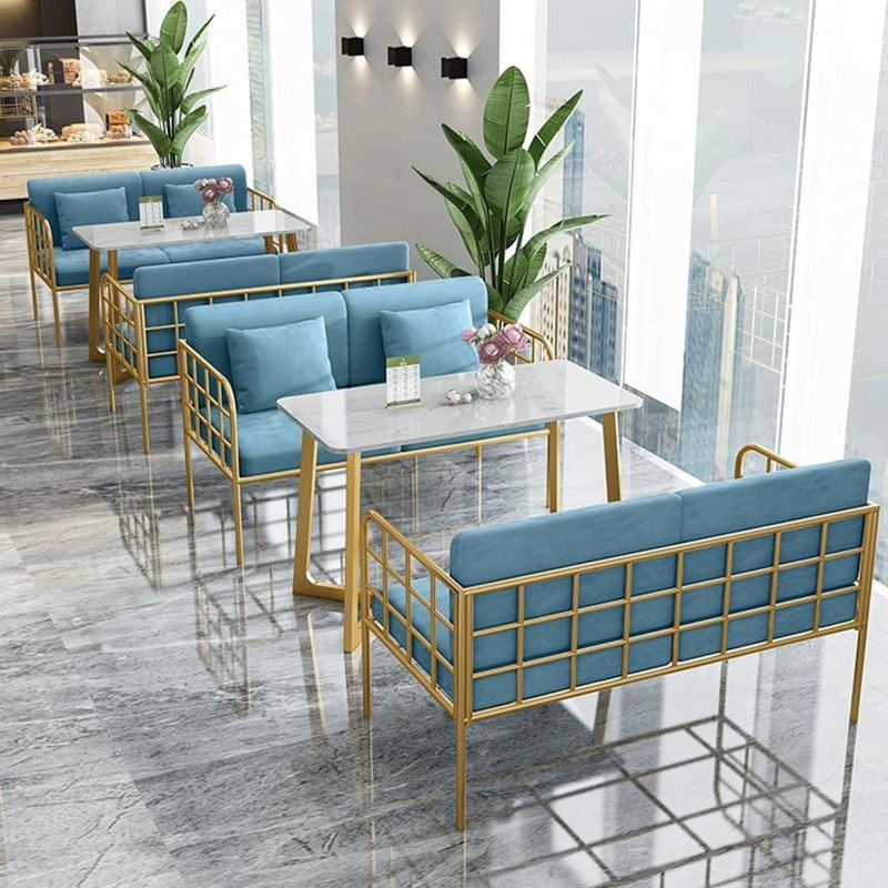 Banc rembourré en mélange de polyester Light Luxury, Bleu