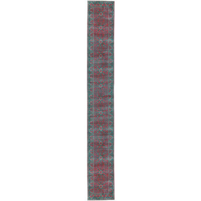 Tapis rouge / vert noué à la main de haute qualité