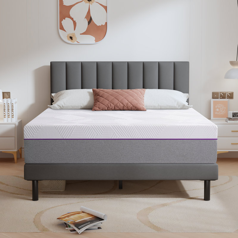 Matelas en mousse viscoélastique gélifiée 8 po avec renfort de bord moyen ferme, matelas dans une boîte, Grand lit