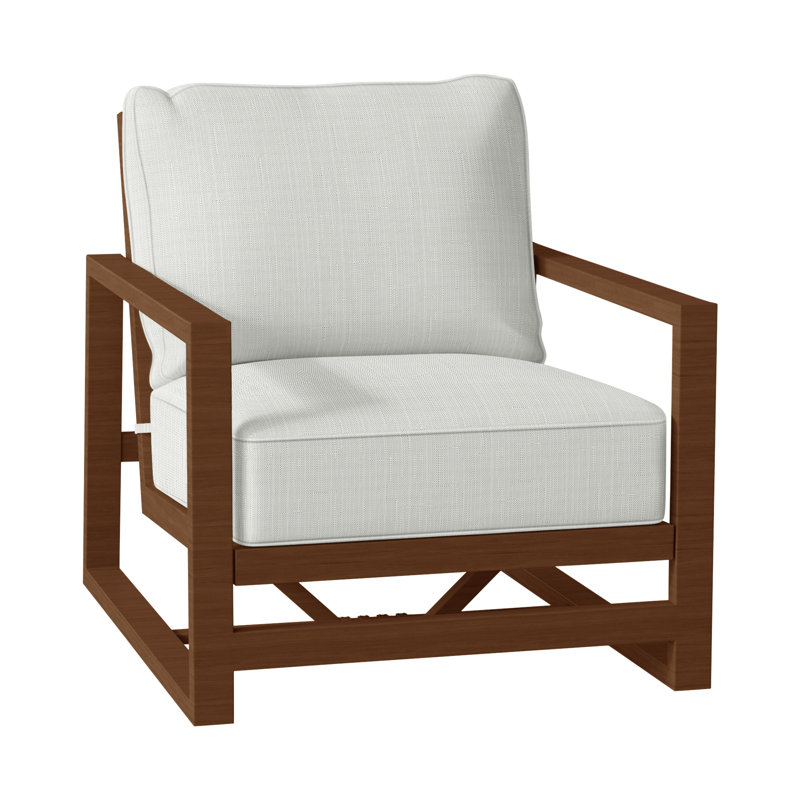 Avondale Patio Lounge Chair with Cushions, Welt + Standard Fill, Oak, Check Plaid Taupe