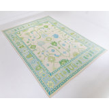Emogene Hand Knotted Wool Trellis Area Rug