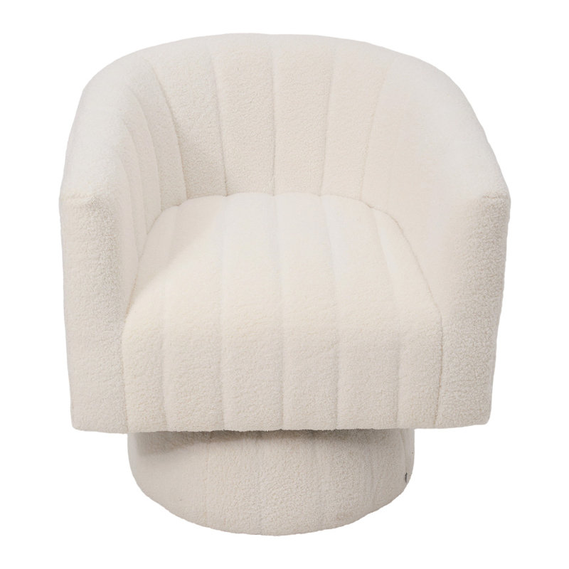 Upholstered Swivel Barrel Chair, White Teddy