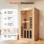 Sauna infrarouge lointain pour 1 personne, sauna sec en bois de pruche du Canada avec façade en verre trempé, système de chauffage à faible intensité électromagnétique, panneau de commande audio et numérique Bluetooth
