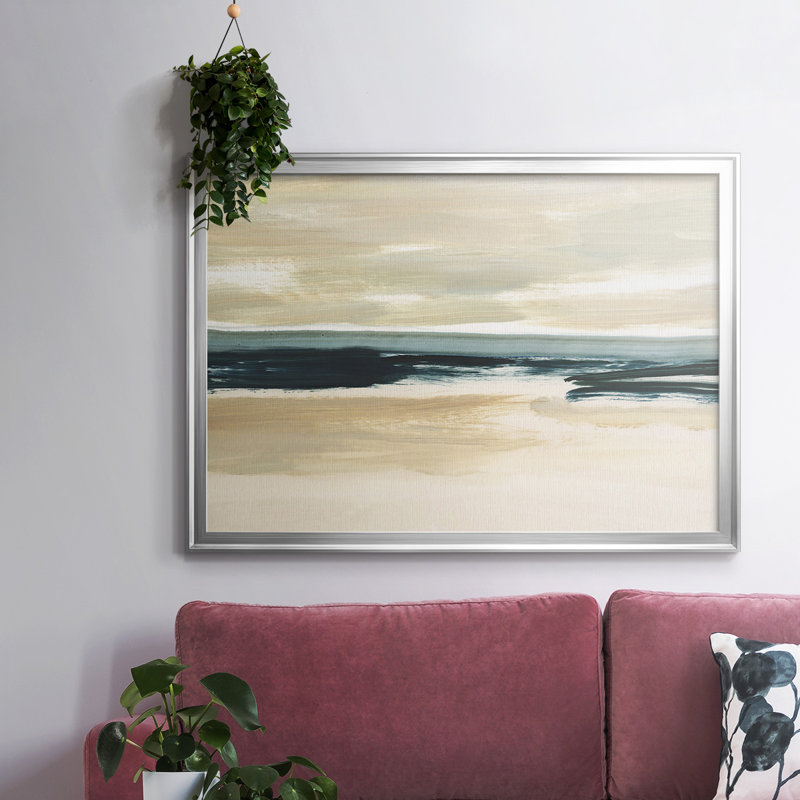 «Sand & Sea», toile tendue avec châssis en I, H 18 po x l 26 po x P 1,5 po, Argent