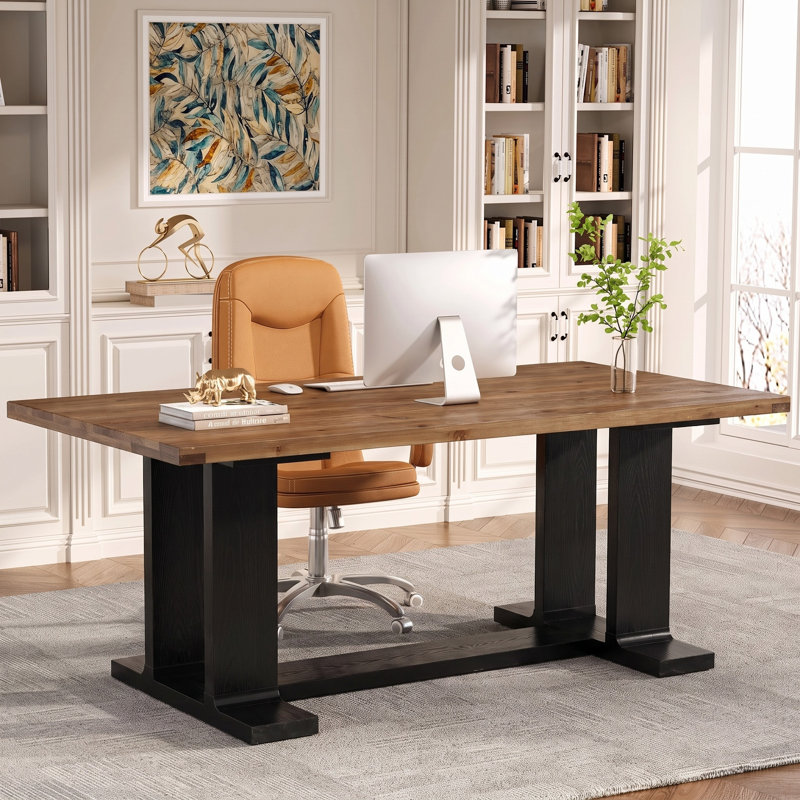 63" Solid Wood Desk with Trestle Base
