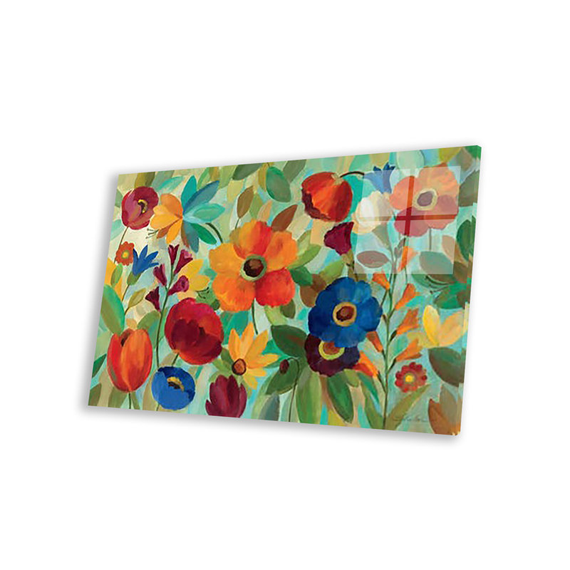 " Summer Floral ", Dark Rustic Wood Framed Canvas, 32" H x 48" W x 1.5" D