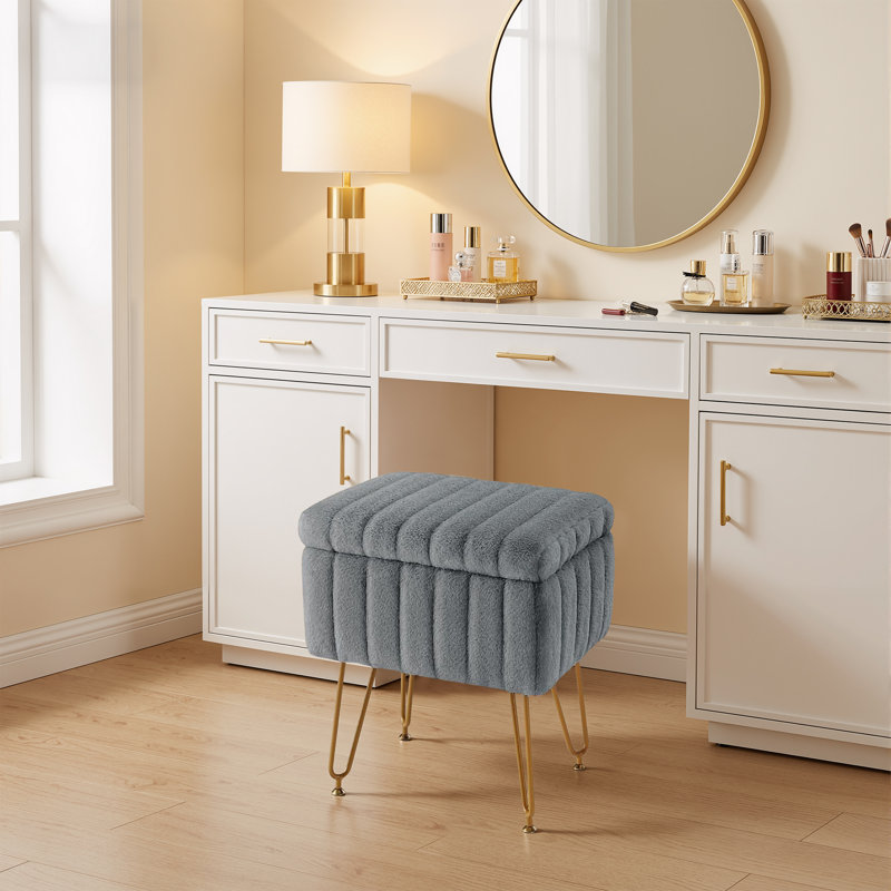 Tabouret de coiffeuse moderne en velours, Gris