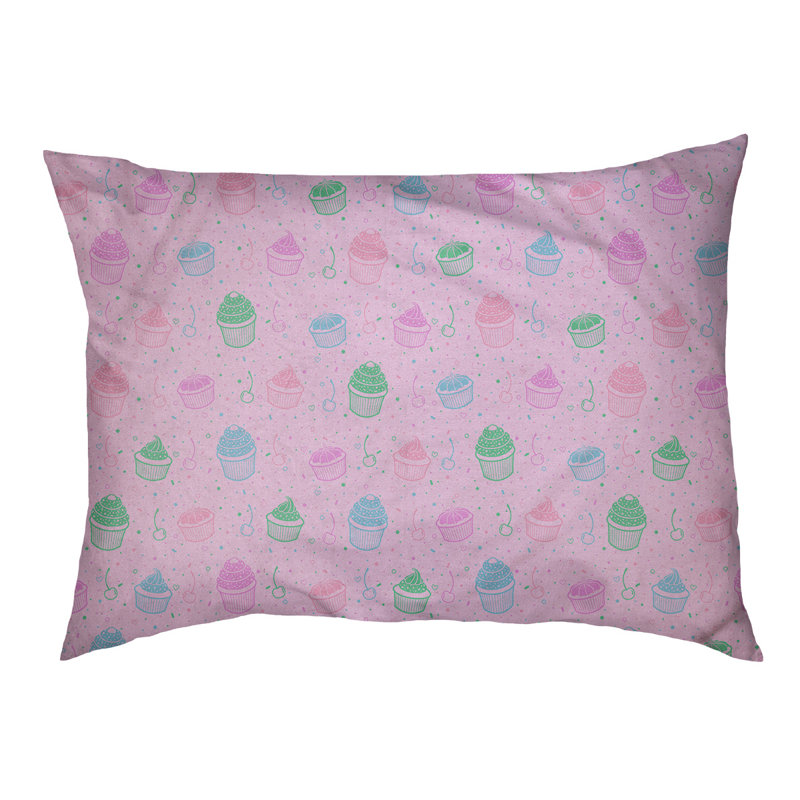 Coussin stylisé pour chat pastel petits gâteaux Byrge, L 14 po x l 42,50 po, Mauve / Vert