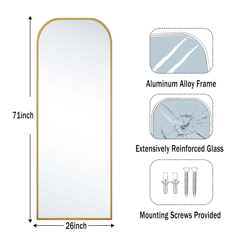 Marialys Aluminium Rectangle Floor Mirror, Gold