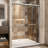 72" High 54" Wide Double Sliding Shower Door With Aluminum Frame, 1/4" Tempered Glass, - Shatter Film, Dual Stainless Handles, Adjustable Width, Waterproof, Easy To Install, Reversible Installation