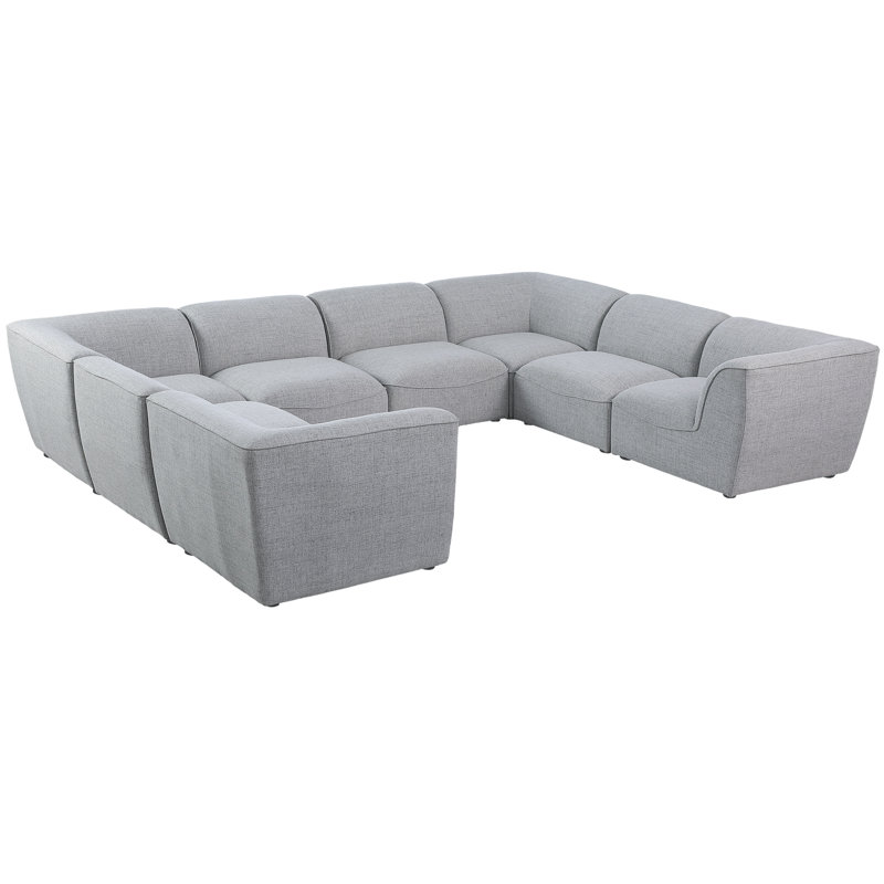 Canapé modulaire réversible de coin Arens, Tissu gris texturé en lin