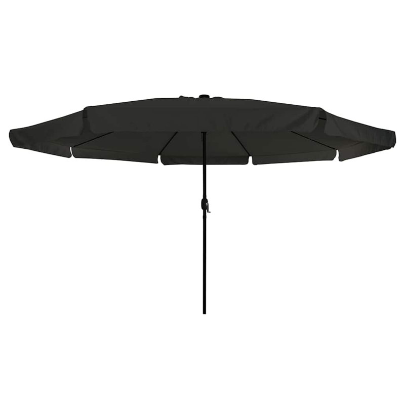 Garden Parasol with LED Strip Lights Polyester Outdoor Shade Summer, Black