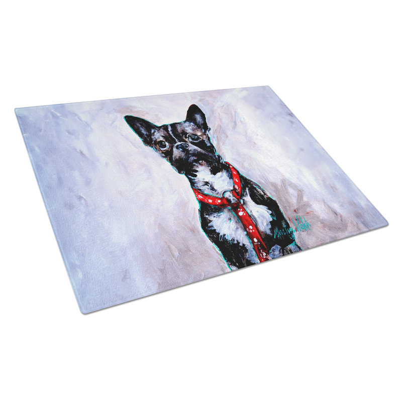 Boston Terrier Ziggy Glass Cutting Board