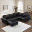 Canapés modulaires modernes en cuir noir, spacieux canapé modulaire avec repose-pieds pour la maison