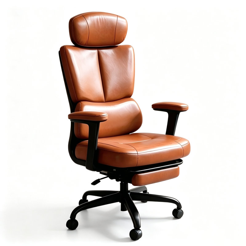 Fauteuil de bureau confortable avec repose-pieds, Brown