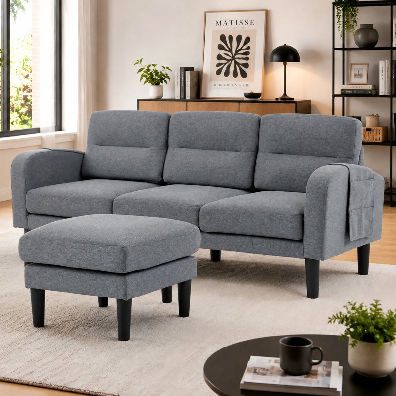 3 Seater Fabric Sofa, Gray