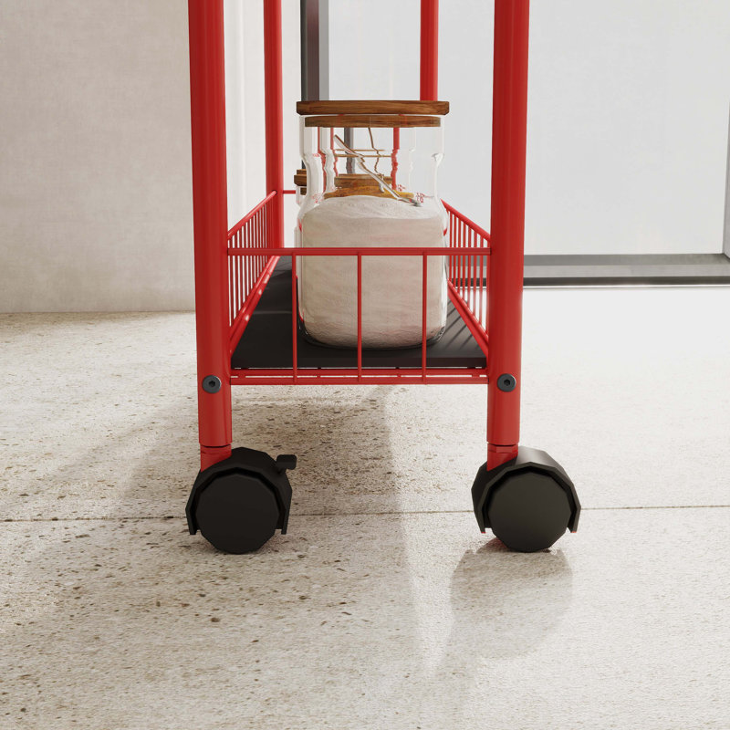 6-Tier Rolling Cart Gap Kitchen Slim Slide Out Storage Tower Rack with Wheels, 61.22" H x 22.83" W x 6.1" D, Red