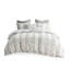 Housse de couette 100% coton pour lit double / grand lit avec rayures grises, revers, 2 taies décoratives, lavable et fermeture à boutons, 4 attaches intérieures, réversible, lavage en machine,,, -,