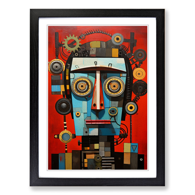 Robot Constructivism - Single Picture Frame Print on Wood, Black, 46cm H x 34cm W x 2cm D