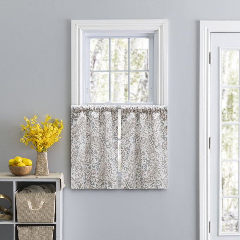 Miyisha Cotton Paisley Tailored Cafe Curtain, 50" W x 24" L
