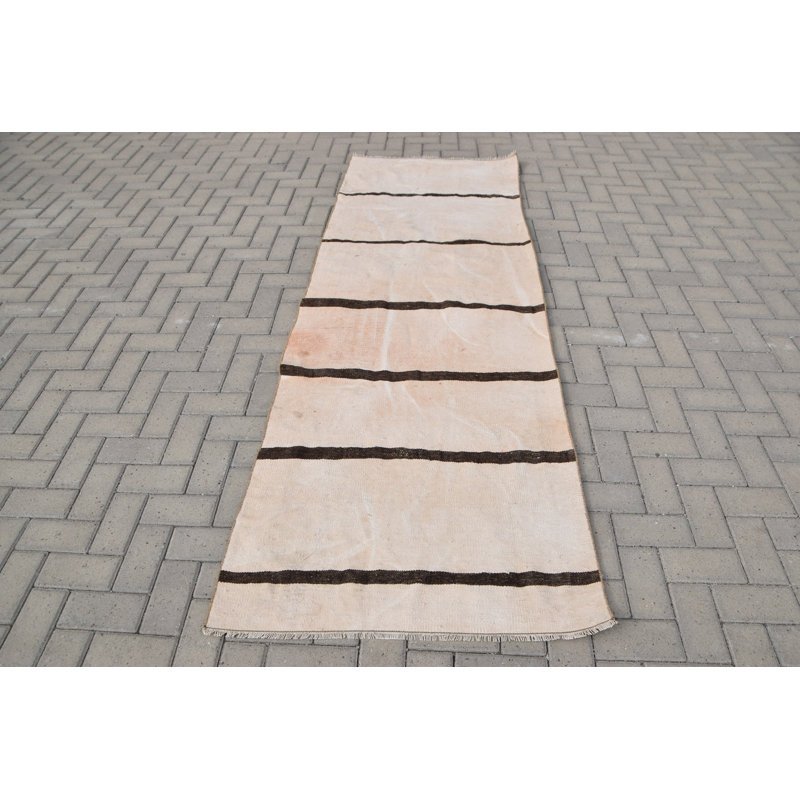Tapis turc vintage rétro kilim beige idéal pour les espaces extérieurs, les chambres et les salles à manger