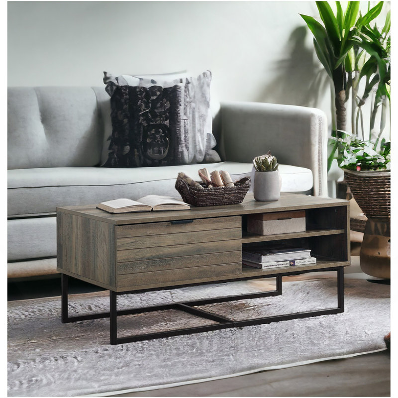 Table basse Homare en chêne rustique et finition noire