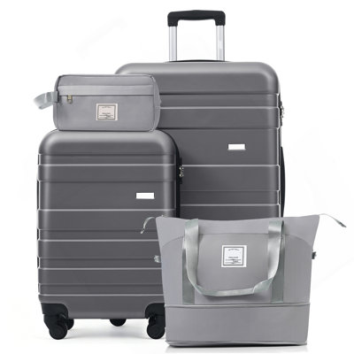 Ensemble de 4 valises 4 pièces - 20 po, valise à carreaux 28 po avec sac de toilette TSA
