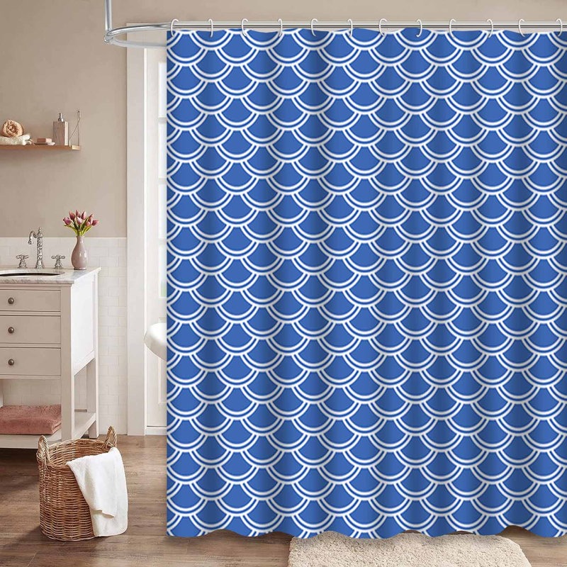 Rideau de douche bleu avec 12 crochets, L 72 po x l 84 po