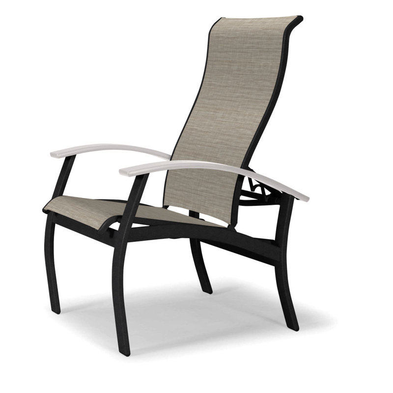 Chaise de patio Askar, Blanc, Bristol taupe Sunbrella®, Noir texturé