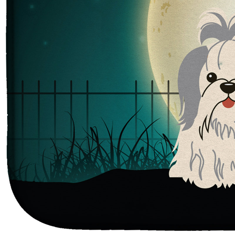 Tapis de séchage tzu de shih halloween, Argent/blanc