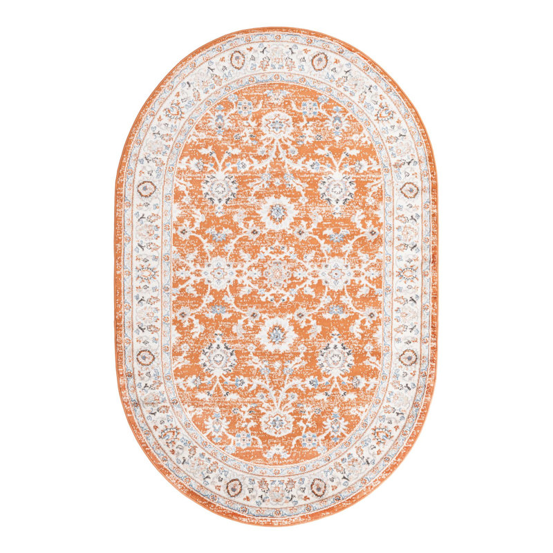 Kyte Floral Indoor Rug, Oval 5'3" x 8'