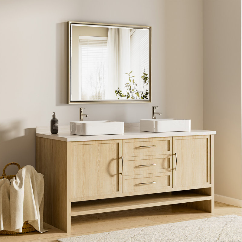 Miroir de salle de bain Lohoski, Nickel brossé, 36 po x 30 po
