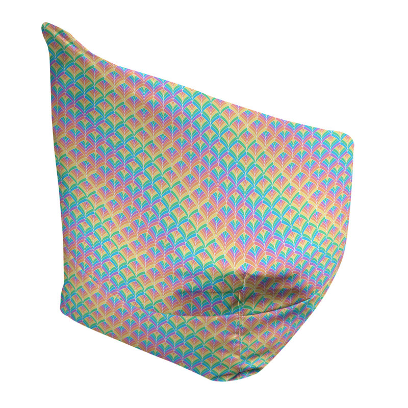 Sac de pois Kitterman, H 38 po x L 42 po x P 29 po, Pouf fauteuil, Vert clair/orange/Orchid