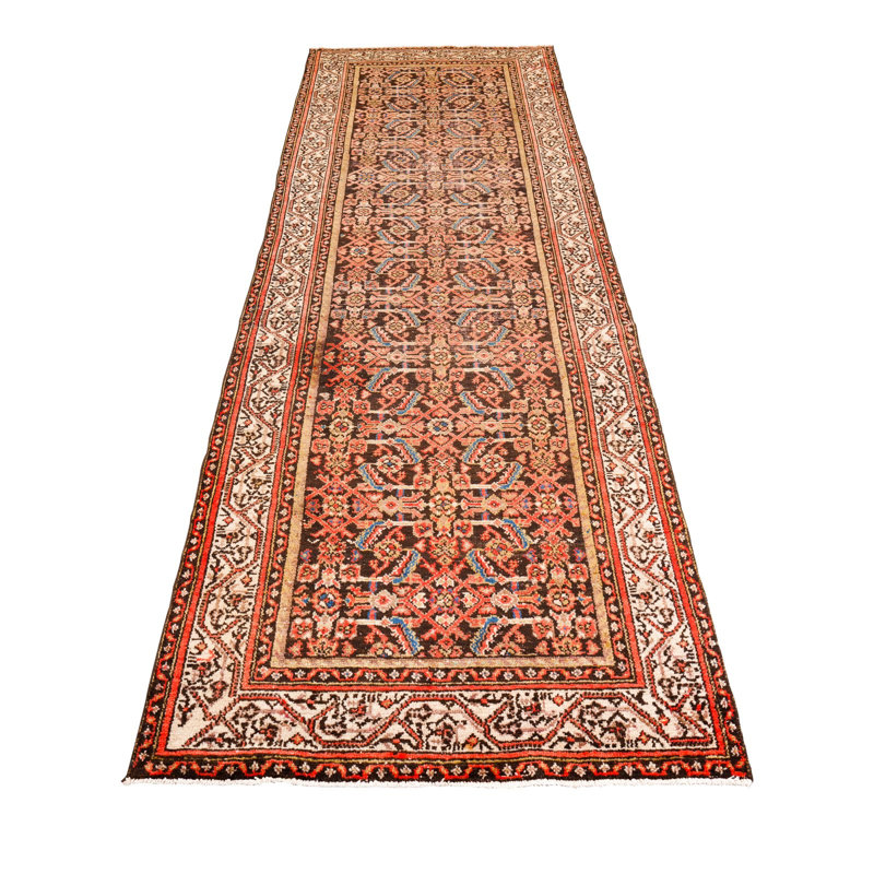 Tapis unique rose de 3 pi 5 po x 11 pi 3 po des années 1990